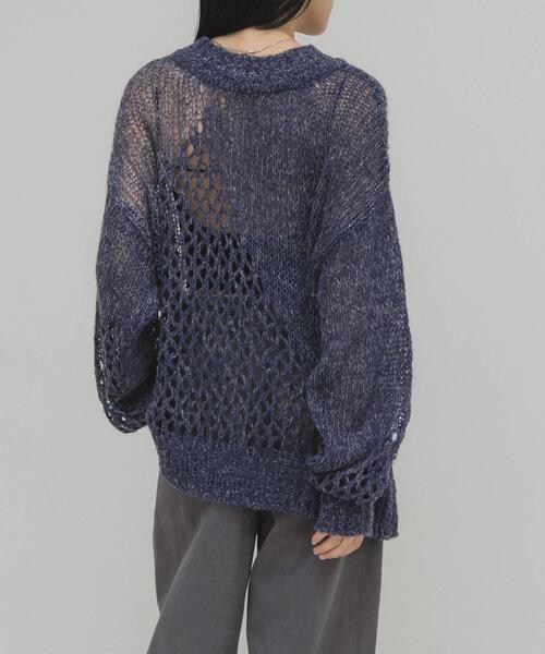 KBF（ケイビーエフ）の「シースルースパンコールニット（ニット/セーター・レディース・ピンク/ネイビー・ONE）」の13枚目の写真