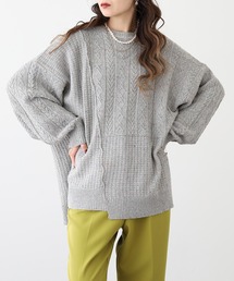 myke カラーネップヤーン リメイク風ニットプルオーバー