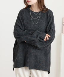 myke カラーネップヤーン リメイク風ニットプルオーバー