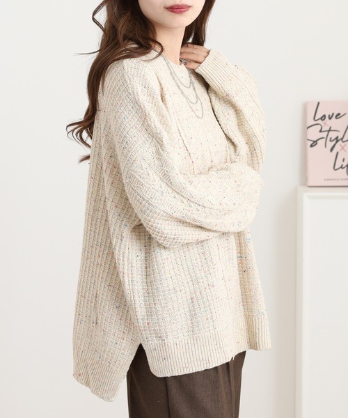 myke(ミーカ)の「myke カラーネップヤーン リメイク風ニットプルオーバー(ニット/セーター・レディース・チャコール/レッド/アイボリー/グレー・M)」の6枚目の写真