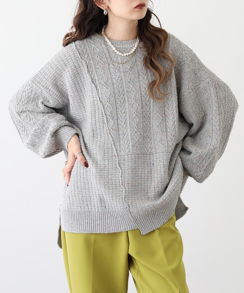 myke(ミーカ)の「myke カラーネップヤーン リメイク風ニットプルオーバー(ニット/セーター・レディース・チャコール/レッド/アイボリー/グレー・M)」の22枚目の写真