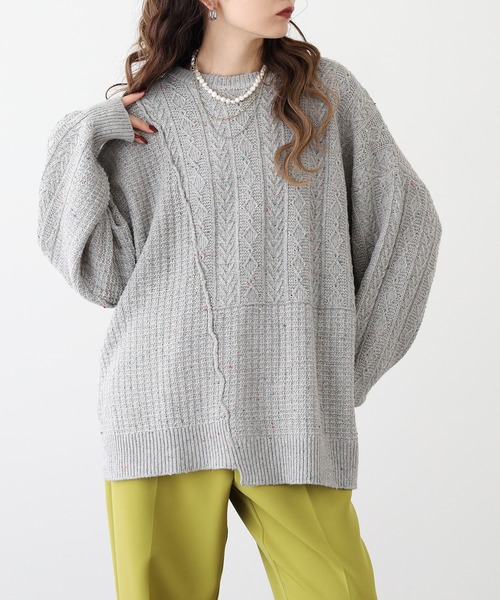 myke(ミーカ)の「myke カラーネップヤーン リメイク風ニットプルオーバー(ニット/セーター・レディース・チャコール/レッド/アイボリー/グレー・M)」の21枚目の写真