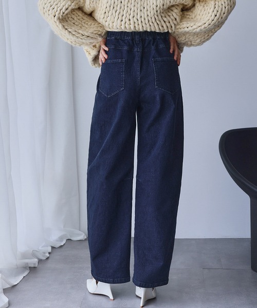 ELFRANK(エルフランク)の「ハイウエスト カーブ デニムパンツ ジーンズ【洗える】(デニムパンツ・レディース・グレー/インディゴブルー・S/M/L)」の9枚目の写真