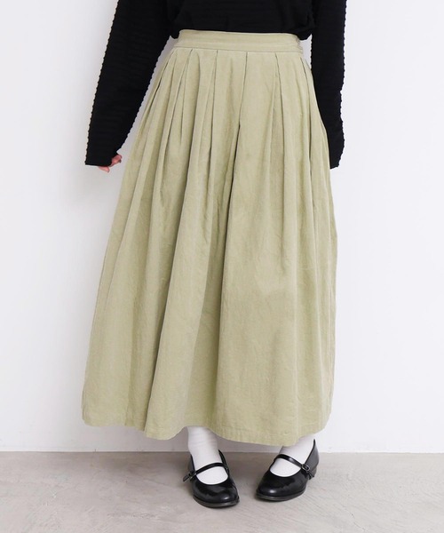 l'atelier du savon(アトリエドサボン)の「21Wシャツコール タックスカート(スカート・レディース・カーキ/ブルー/ブラック/オフホワイト・FREE)」の1枚目の写真