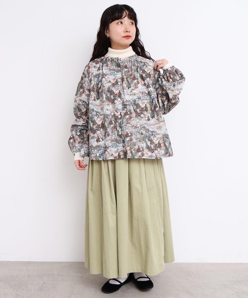 l'atelier du savon(アトリエドサボン)の「21Wシャツコール タックスカート(スカート・レディース・カーキ/ブルー/ブラック/オフホワイト・FREE)」の14枚目の写真