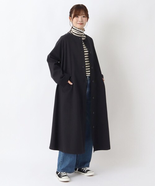 one'sterrace（ワンズテラス）の「ツイル バンドカラーコート（ノーカラーコート・レディース・ブラック系8/ブラウン系その他7・02）」の12枚目の写真