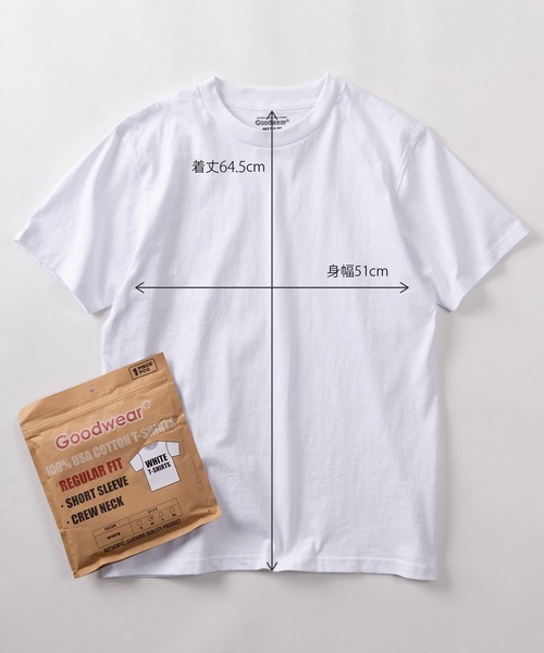 Goodwear(グッドウェア)の「【75】【Goodwear/グッドウェア】 ヘビーウェイト USAコットン 無地クルーネックTシャツ/レギュラーシルエット【1PパックTシャツ】(Tシャツ/カットソー・メンズ・ブラック/グレー/ホワイト・S/M/L/XL)」の13枚目の写真