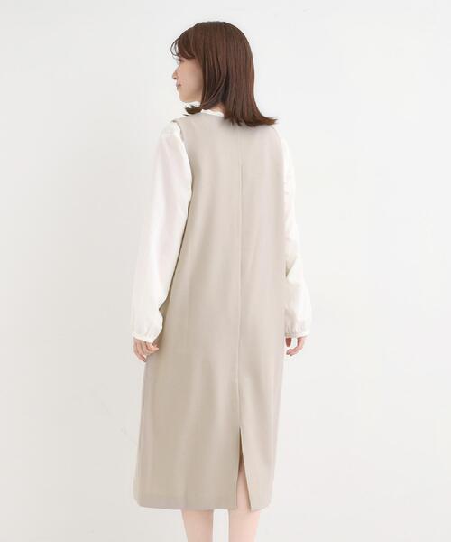 DRESKIP(ドレスキップ)の「【洗濯機可/S-LL】ウール調スキッパージャンスカ(ワンピース・レディース・ダークブラウン/グレー/ブラック・02/01/04/03)」の5枚目の写真