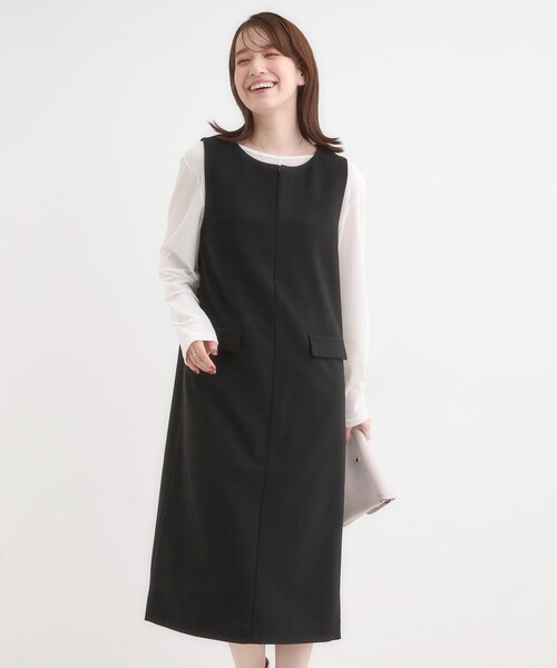 DRESKIP(ドレスキップ)の「【洗濯機可/S-LL】ウール調スキッパージャンスカ(ワンピース・レディース・ダークブラウン/グレー/ブラック・02/01/04/03)」の8枚目の写真