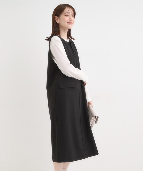 DRESKIP(ドレスキップ)の「【洗濯機可/S-LL】ウール調スキッパージャンスカ(ワンピース・レディース・ダークブラウン/グレー/ブラック・02/01/04/03)」の9枚目の写真