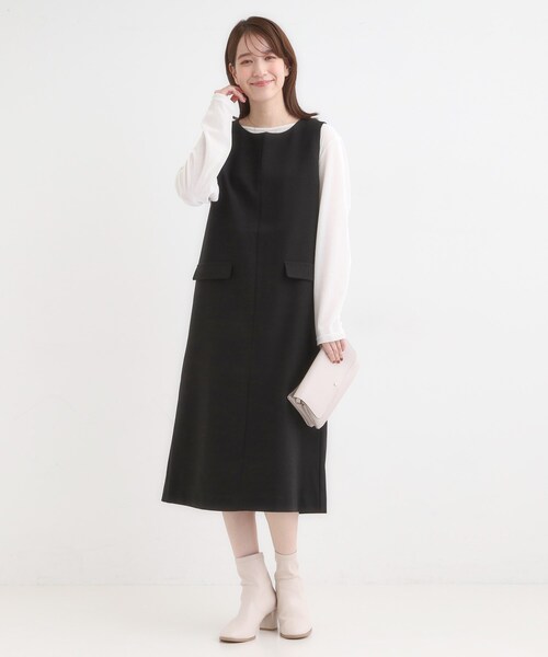 DRESKIP(ドレスキップ)の「【洗濯機可/S-LL】ウール調スキッパージャンスカ(ワンピース・レディース・ダークブラウン/グレー/ブラック・02/01/04/03)」の10枚目の写真