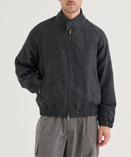 ATON / エイトン】ALPACA HOUND TOOTH HARRINGTON JACKET（ブルゾン