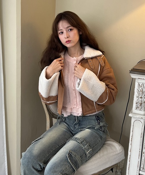 セール】スエード フェイクムートンジャケット（テーラードジャケット