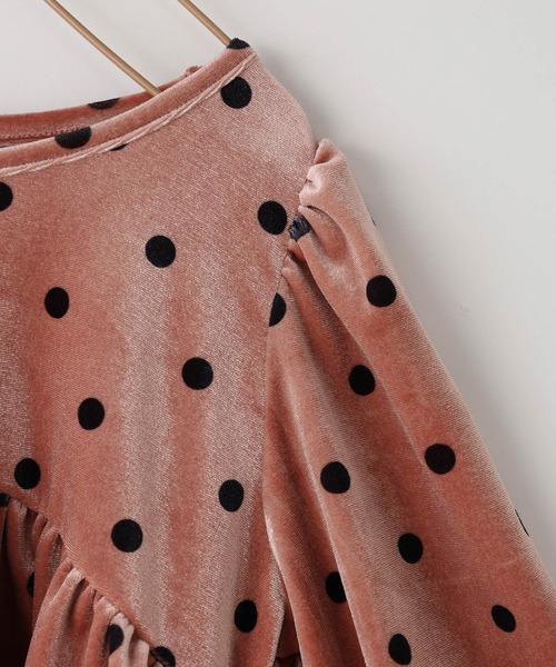LOWRYS FARM（ローリーズファーム）の「ドットベロアワンピース　 603703（ワンピース・キッズ・ピンク/グレー/アイボリー・110cm/120cm/130cm/140cm/150cm）」の9枚目の写真