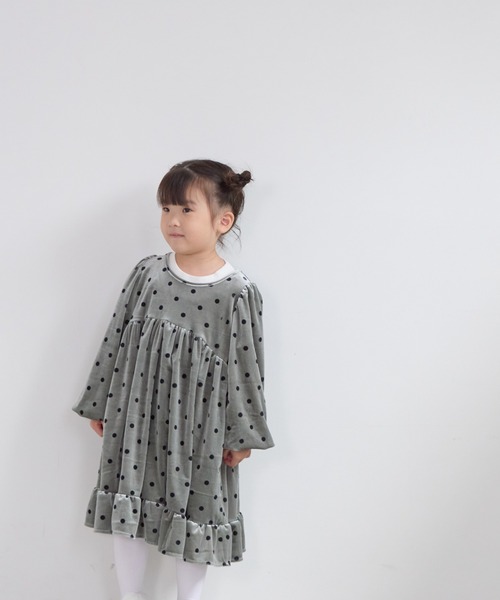LOWRYS FARM（ローリーズファーム）の「ドットベロアワンピース　 603703（ワンピース・キッズ・ピンク/グレー/アイボリー・110cm/120cm/130cm/140cm/150cm）」の14枚目の写真