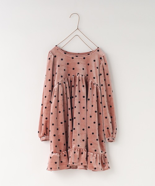 LOWRYS FARM（ローリーズファーム）の「ドットベロアワンピース　 603703（ワンピース・キッズ・ピンク/グレー/アイボリー・110cm/120cm/130cm/140cm/150cm）」の5枚目の写真