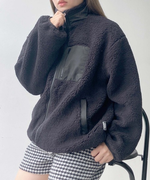 AS KNOW AS plus(アズノゥアズプラス)の「♪ポケット付き スタンドカラー ボアブルゾン(ブルゾン・レディース・ブラック/アイボリー/モカ/グレイッシュベージュ・FREE)」の12枚目の写真