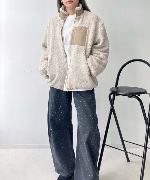 タグ付き 未使用。スタンバーグ STERNBERG ボアブルゾン(モカベージュ) MICA＆DEAL｜スタンドカラーボアブルゾン | Rakuten Fashion(楽天