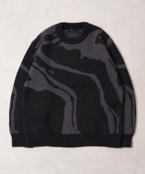 1111clothing(ワンフォークロージング)の「マーブル柄 ルーズ フェザーニット / Marble Pattern Loose Feather Knit(ニット/セーター・メンズ・ブラック系1/ブラック系3/ナチュラル/ブラック系2・M/L)」の22枚目の写真