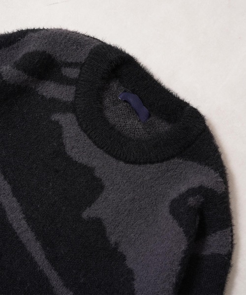 1111clothing(ワンフォークロージング)の「マーブル柄 ルーズ フェザーニット / Marble Pattern Loose Feather Knit(ニット/セーター・メンズ・ブラック系1/ブラック系3/ナチュラル/ブラック系2・M/L)」の17枚目の写真