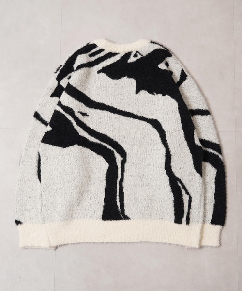 1111clothing(ワンフォークロージング)の「マーブル柄 ルーズ フェザーニット / Marble Pattern Loose Feather Knit(ニット/セーター・メンズ・ブラック系1/ブラック系3/ナチュラル/ブラック系2・M/L)」の6枚目の写真