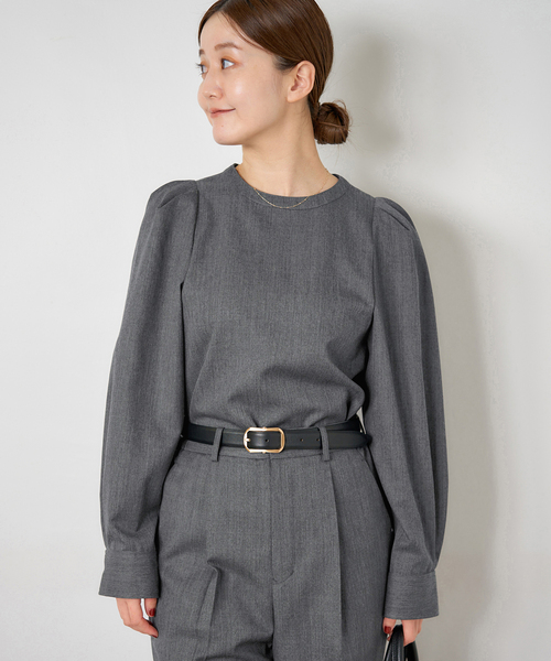 IENA（イエナ）の「パフスリーブブラウス（シャツ/ブラウス・レディース・ベージュ/ライトグレー・FREE）」の7枚目の写真