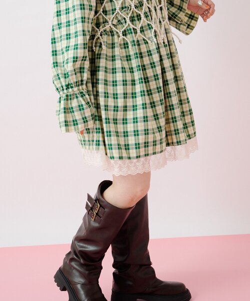 w closet（ダブルクローゼット）の「Am レース衿チュニックワンピース（チュニック・レディース・グリーン/ネイビー・FREE）」の7枚目の写真