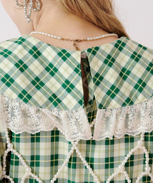 w closet（ダブルクローゼット）の「Am レース衿チュニックワンピース（チュニック・レディース・グリーン/ネイビー・FREE）」の8枚目の写真