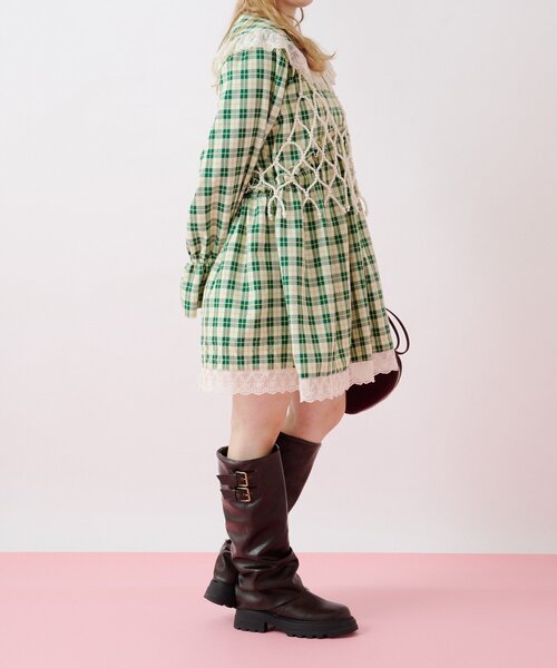 w closet（ダブルクローゼット）の「Am レース衿チュニックワンピース（チュニック・レディース・グリーン/ネイビー・FREE）」の11枚目の写真