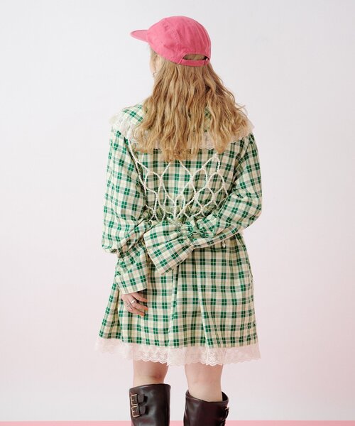 w closet（ダブルクローゼット）の「Am レース衿チュニックワンピース（チュニック・レディース・グリーン/ネイビー・FREE）」の13枚目の写真