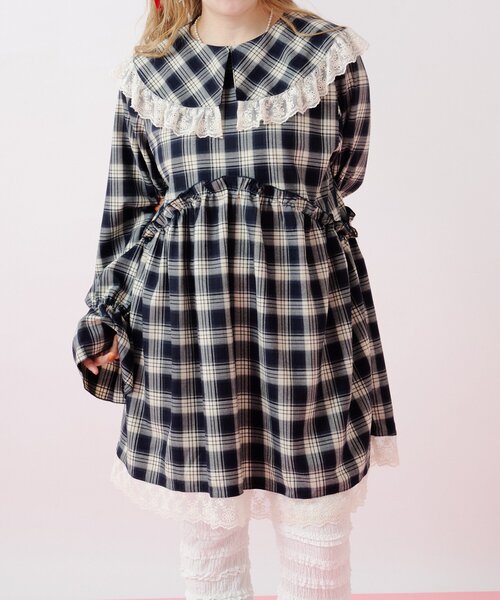 w closet（ダブルクローゼット）の「Am レース衿チュニックワンピース（チュニック・レディース・グリーン/ネイビー・FREE）」の19枚目の写真