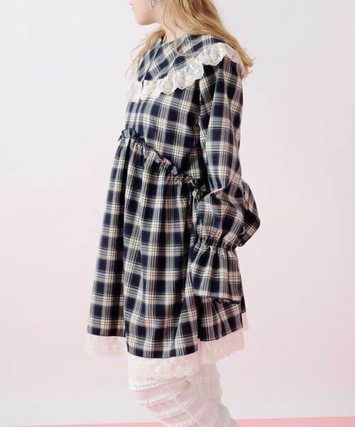 w closet（ダブルクローゼット）の「Am レース衿チュニックワンピース（チュニック・レディース・グリーン/ネイビー・FREE）」の21枚目の写真