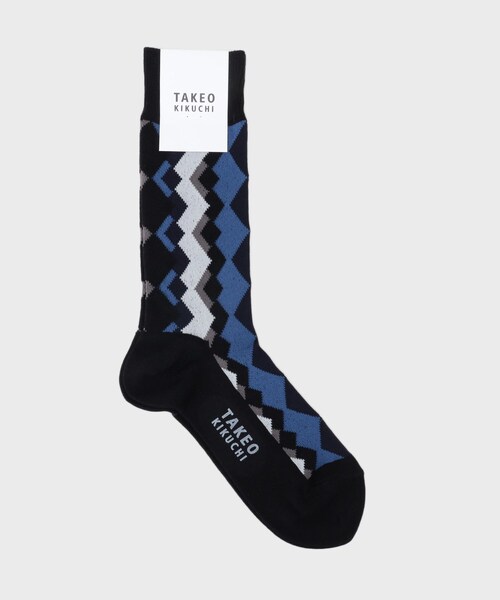 TAKEO KIKUCHI(タケオキクチ)の「◆変形アーガイルソックス(ソックス/靴下・メンズ・ボルドー/ターコイズブルー系/ダークオレンジ・00)」の4枚目の写真