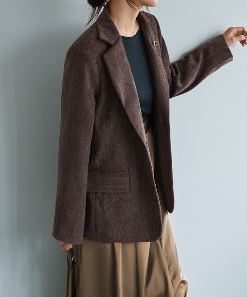STYLE DELI(スタイルデリ)の「ベルベット調テーラードジャケット(テーラードジャケット・レディース・ブラック/ネイビー/ブラウン・FREE)」の12枚目の写真