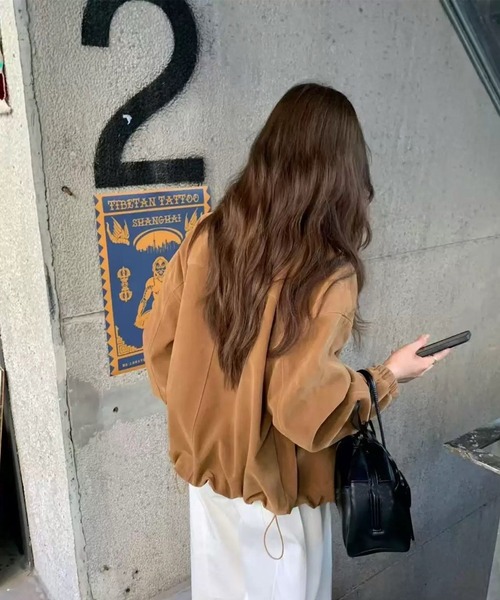Doula Doula（ドゥーラドゥーラ）の「スウェードライクジップアップブルゾン（チェスターコート・レディース・ブラック/ブラウン/モカ/カーキ・XL/S/M/L）」の8枚目の写真