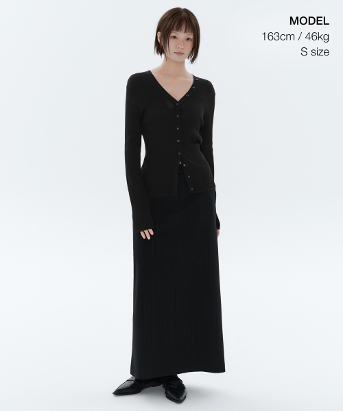 MUSINSA STANDARD WOMAN（ムシンサスタンダードウーマン）の「ウィメンズリブスリムカーディガン[ブラック]（カーディガン/ボレロ・レディース・その他・MEDIUM/LARGE/SMALL）」の2枚目の写真