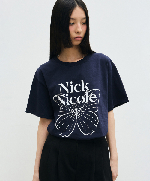 NICK&NICOLE(ニックアンドニコール)の「BIG BUTTERFLY SLEEVE TOP_NAVY WHITE(Tシャツ/カットソー・レディース・その他・FREE)」の3枚目の写真