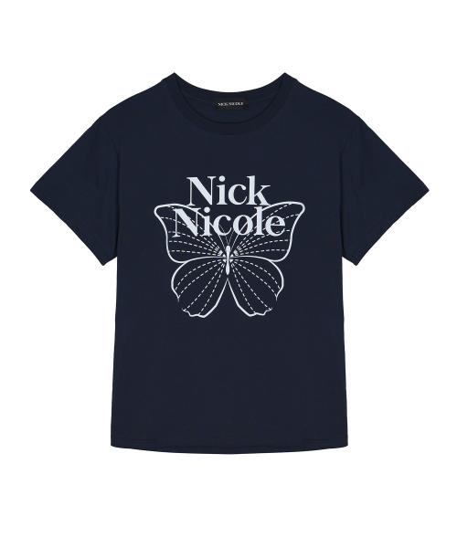 NICK&NICOLE(ニックアンドニコール)の「BIG BUTTERFLY SLEEVE TOP_NAVY WHITE(Tシャツ/カットソー・レディース・その他・FREE)」の5枚目の写真