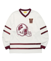 WKNDRS（ウィーキャンドース）の「GUARDIAN FOOTBALL JERSEY (BURGUNDY)（Tシャツ/カットソー・メンズ）」