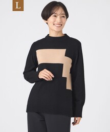 【L】【SANYO Style EDITION掲載】【ウォッシャブル】ブロッキングウールニットプルオーバー