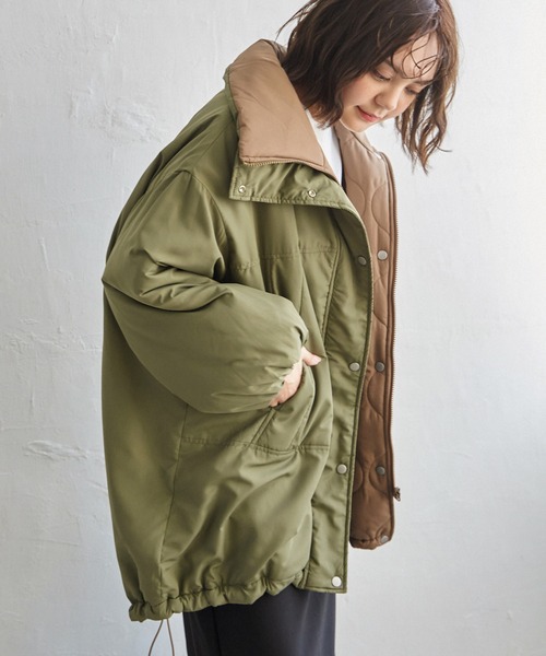 notch.(ノッチ)の「スタンドリバーシブルコート(その他アウター・レディース・ブラック/カーキ/ベージュ・M)」の3枚目の写真