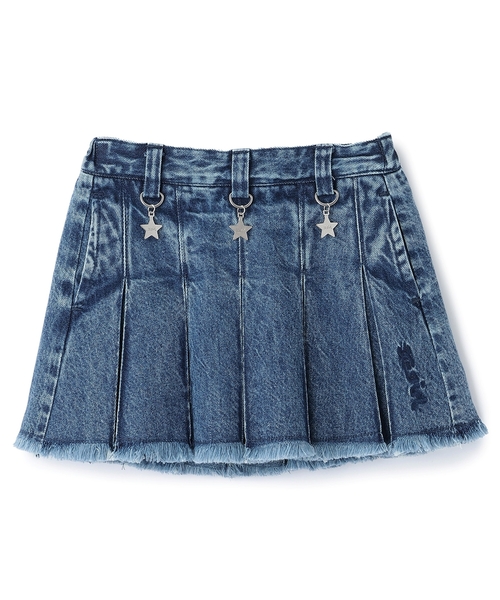 X-girl Stages（エックスガールステージス）の「ピグメントプリーツスカート（デニムスカート・キッズ・ブルー/カラフル・140cm/130cm/90cm/100cm/120cm/110cm）」の13枚目の写真