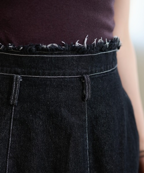 LAULEN(ローレン)の「fringe stitch denim long skirt /フリンジパターンデニムロングスカート(デニムスカート・レディース・ブラック/ブルー・M/S)」の14枚目の写真