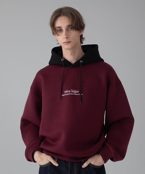BROWNY（ブラウニー）の「BROWNY/ワンポイントバイカラープルパーカー（パーカー・メンズ・チャコール/ライトグレー/ホワイト/ワイン・MEDIUM/LARGE）」の4枚目の写真