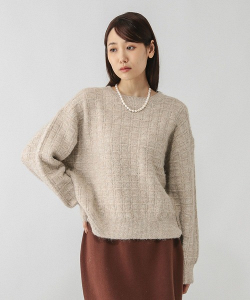 GLOBAL WORK（グローバルワーク）の「モヘヤタッチ編み柄クループルオーバー/581175（ニット/セーター・レディース・ライトグレー/オレンジ/グリーン系その他3/アイボリー/サックスブルー・MEDIUM/LARGE）」の3枚目の写真