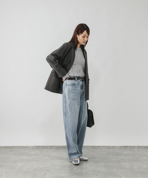 GLOBAL WORK（グローバルワーク）の「モヘヤタッチ編み柄クループルオーバー/581175（ニット/セーター・レディース・ライトグレー/オレンジ/グリーン系その他3/アイボリー/サックスブルー・MEDIUM/LARGE）」の7枚目の写真