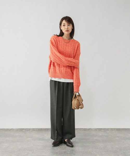 GLOBAL WORK（グローバルワーク）の「モヘヤタッチ編み柄クループルオーバー/581175（ニット/セーター・レディース・ライトグレー/オレンジ/グリーン系その他3/アイボリー/サックスブルー・MEDIUM/LARGE）」の22枚目の写真