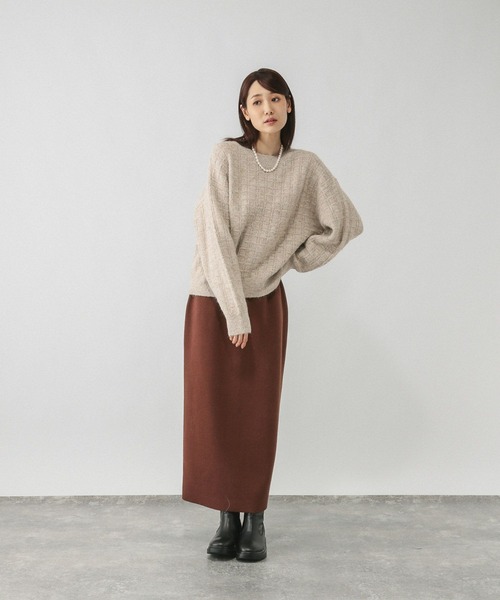 GLOBAL WORK（グローバルワーク）の「モヘヤタッチ編み柄クループルオーバー/581175（ニット/セーター・レディース・ライトグレー/オレンジ/グリーン系その他3/アイボリー/サックスブルー・MEDIUM/LARGE）」の10枚目の写真