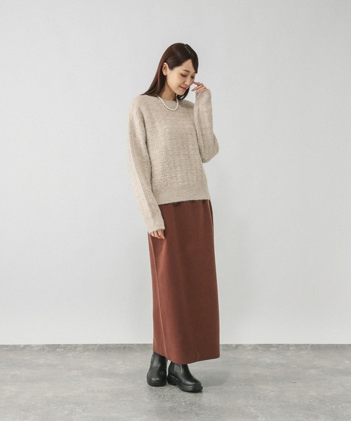 GLOBAL WORK（グローバルワーク）の「モヘヤタッチ編み柄クループルオーバー/581175（ニット/セーター・レディース・ライトグレー/オレンジ/グリーン系その他3/アイボリー/サックスブルー・MEDIUM/LARGE）」の11枚目の写真