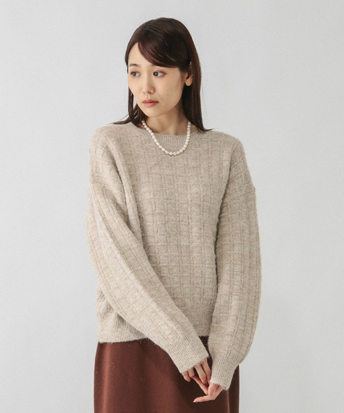 GLOBAL WORK（グローバルワーク）の「モヘヤタッチ編み柄クループルオーバー/581175（ニット/セーター・レディース・ライトグレー/オレンジ/グリーン系その他3/アイボリー/サックスブルー・MEDIUM/LARGE）」の12枚目の写真